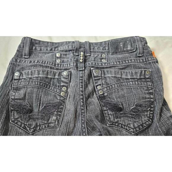 Robin's Jean Women's Straight Leg Riveted Distressed Black Denim Jeans Size 31 - Picture 8 of 11